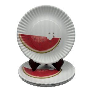 One Hundred 80 Degrees SET 4 Watermelon Summer 9" Melamine Dinner Plates EUC